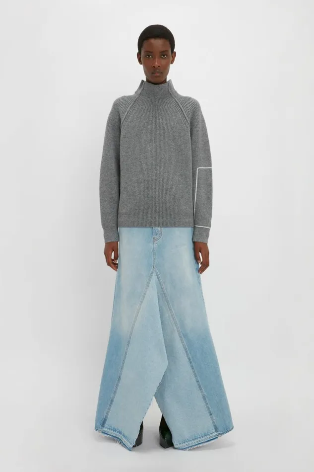 Women Skirts Victoria Beckham Maxi Godet Denim Skirt In Light Blue Wash