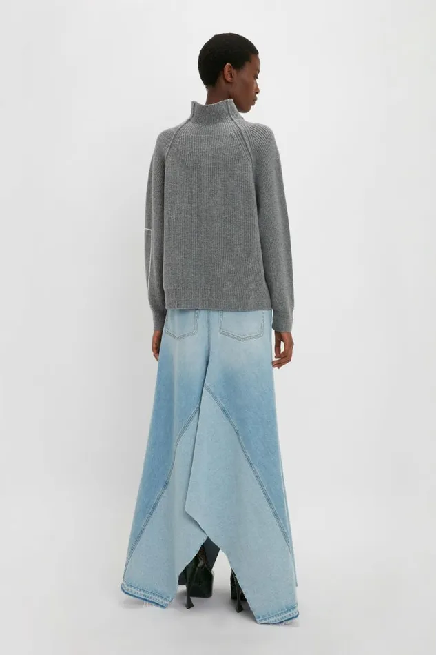 Women Skirts Victoria Beckham Maxi Godet Denim Skirt In Light Blue Wash