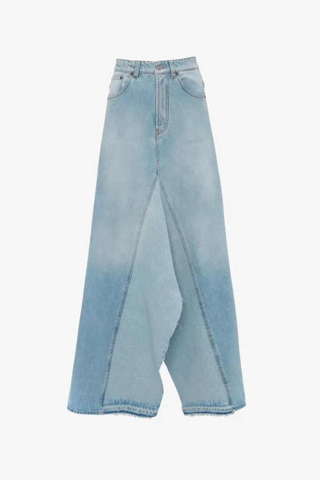 Women Skirts Victoria Beckham Maxi Godet Denim Skirt In Light Blue Wash