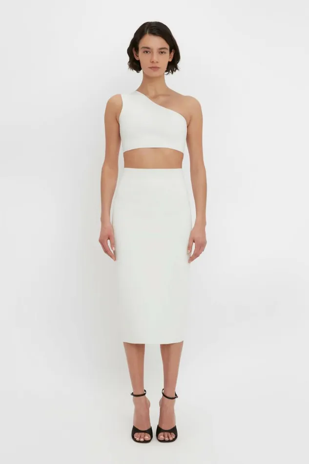 Women Skirts Victoria Beckham VB Body Fitted Midi Skirt In White