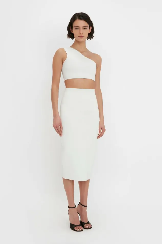Women Skirts Victoria Beckham VB Body Fitted Midi Skirt In White