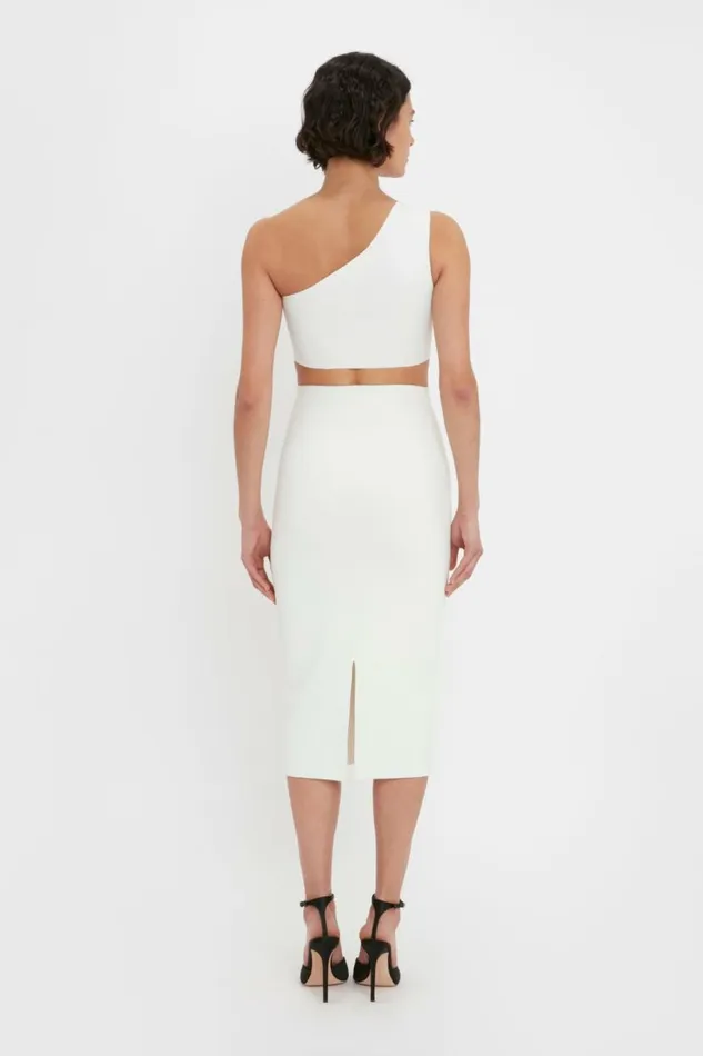Women Skirts Victoria Beckham VB Body Fitted Midi Skirt In White