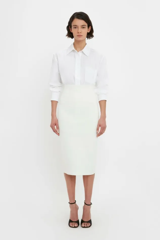 Women Skirts Victoria Beckham VB Body Fitted Midi Skirt In White