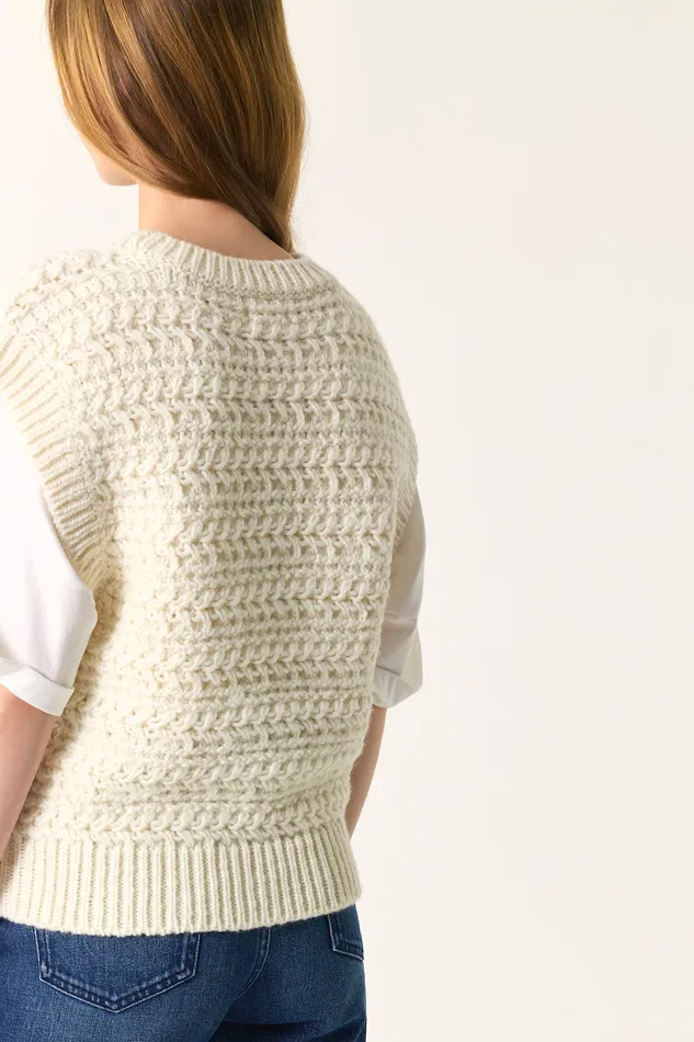 Women Sleeveless Jumper Astrid Creme Pull Laine Blanc Crme Des Petits Hauts Jumpers and Cardigans