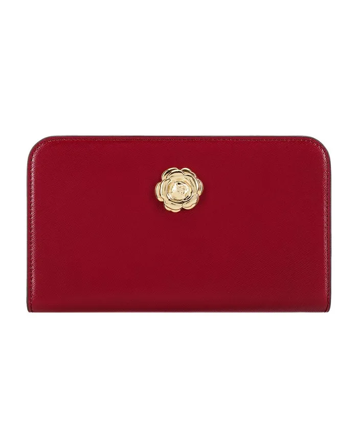 Women Small Leather Goods Oscar De La Renta Red Travel Wallet Red
