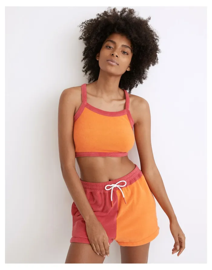 Women Solid and Striped Colorblock Scottie Tank Top Tangerine and Strawberry Madewell Swim Women Solid and Striped Colorblock Scottie Tank Top Tangerine and Strawberry Madewell Swim