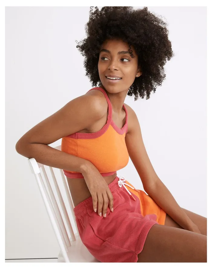 Women Solid and Striped Colorblock Scottie Tank Top Tangerine and Strawberry Madewell Swim Women Solid and Striped Colorblock Scottie Tank Top Tangerine and Strawberry Madewell Swim