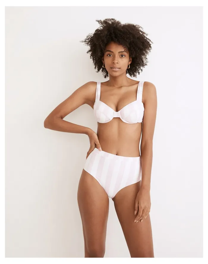 Women Solid and Striped Lilo Bikini Top In Cotton Candy Stripe Cotton Candy Madewell Swim Women Solid and Striped Lilo Bikini Top In Cotton Candy Stripe Cotton Candy Madewell Swim