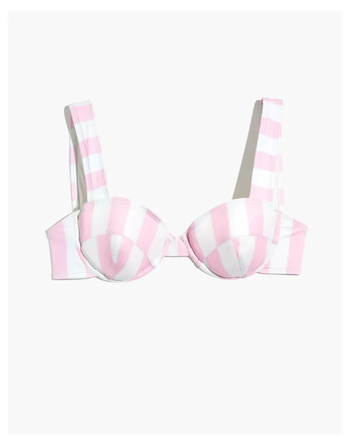 Women Solid and Striped Lilo Bikini Top In Cotton Candy Stripe Cotton Candy Madewell Swim Women Solid and Striped Lilo Bikini Top In Cotton Candy Stripe Cotton Candy Madewell Swim
