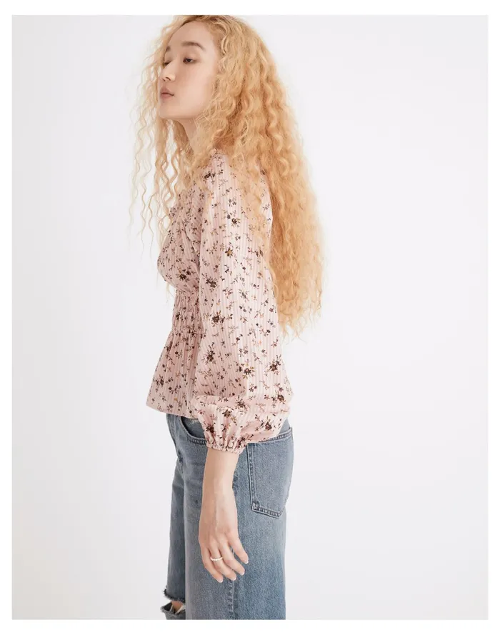 Women Sophia Top In Bouquet Floral Wisteria Dove Madewell Tops and Shirts Women Sophia Top In Bouquet Floral Wisteria Dove Madewell Tops and Shirts