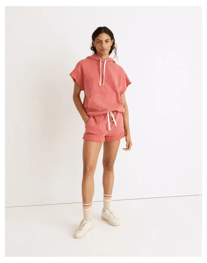 Women Splits59 French Terry Kitty Short Sleeved Hoodie Sweatshirt Washed Lychee Madewell Sweatshirts and Sweatpants Women Splits59 French Terry Kitty Short Sleeved Hoodie Sweatshirt Washed Lychee Madewell Sweatshirts and Sweatpants