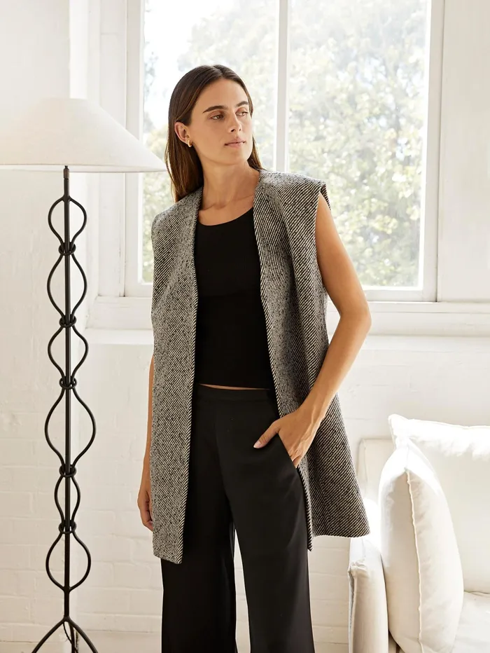 Women St Agni 8211 Twill Vest In Grey Ink Twill The UNDONE Jackets