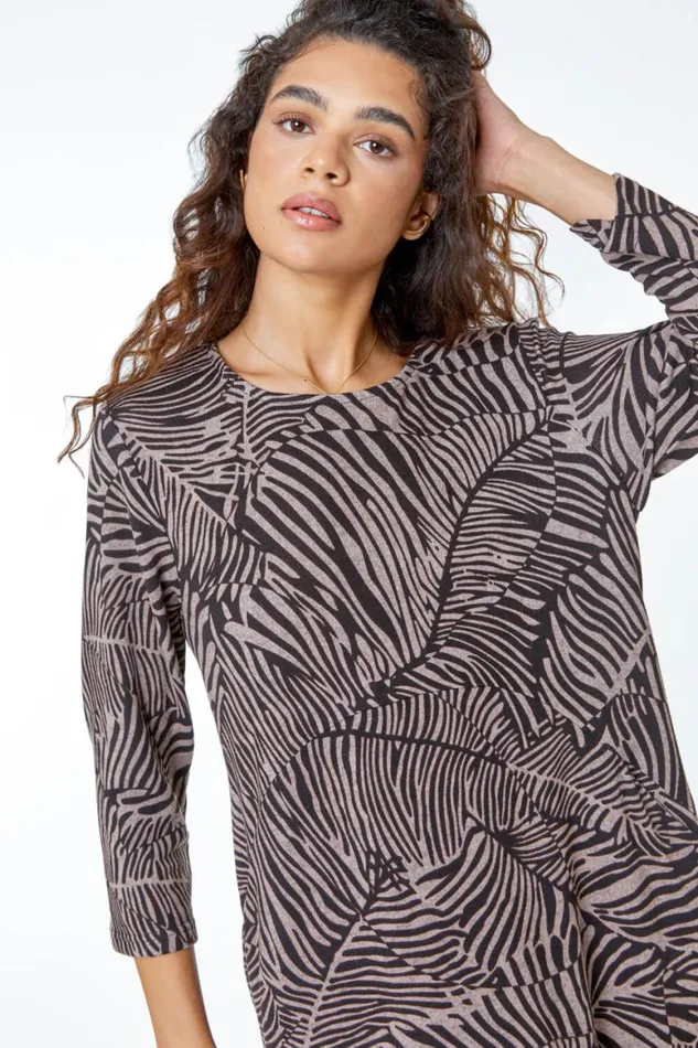 Women Stone Animal Print Stretch Dress Roman Dresses