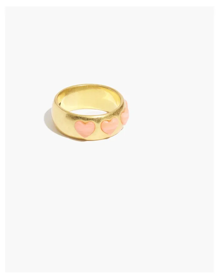 Women Stone Heart Band Ring Antique Coral Madewell Rings