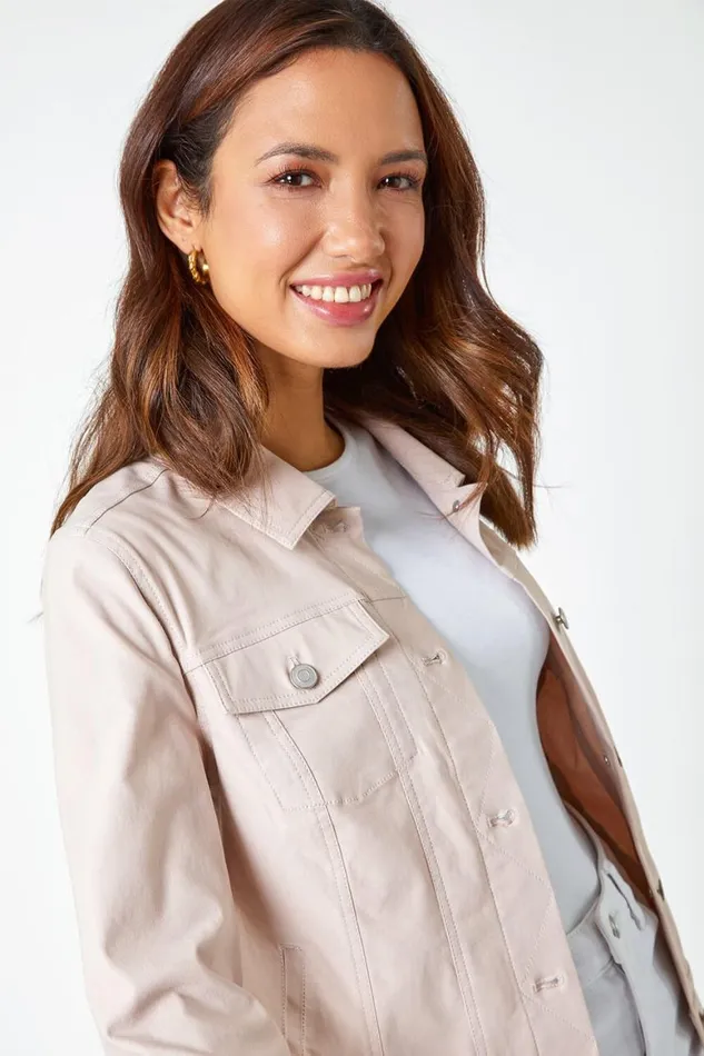 Women Stone Stretch Pocket Detail Jacket Roman Coords
