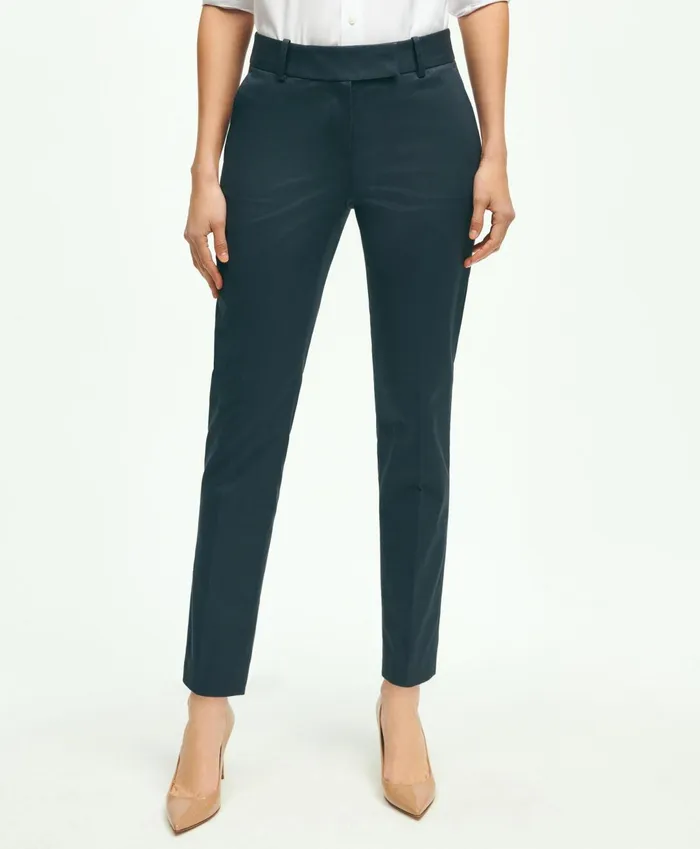 Women Stretch Cotton Advantage Chino Pants Navy Brooks Brothers Pants and Skirts