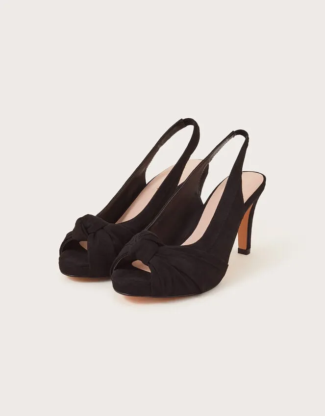 Women Suede Peep Toe Heels Black Monsoon Sandals