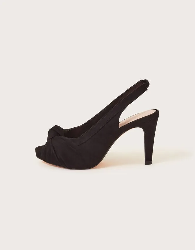 Women Suede Peep Toe Heels Black Monsoon Sandals