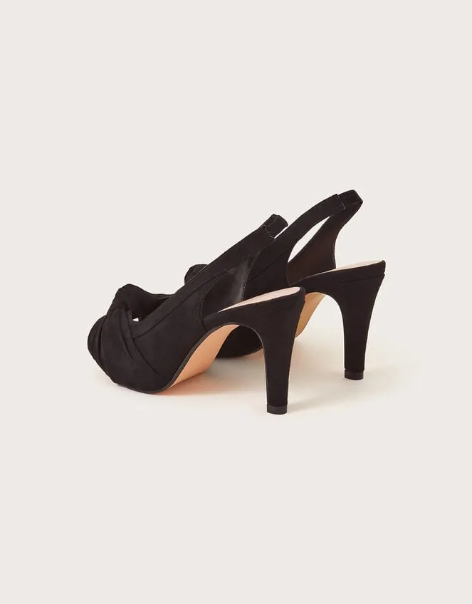 Women Suede Peep Toe Heels Black Monsoon Sandals