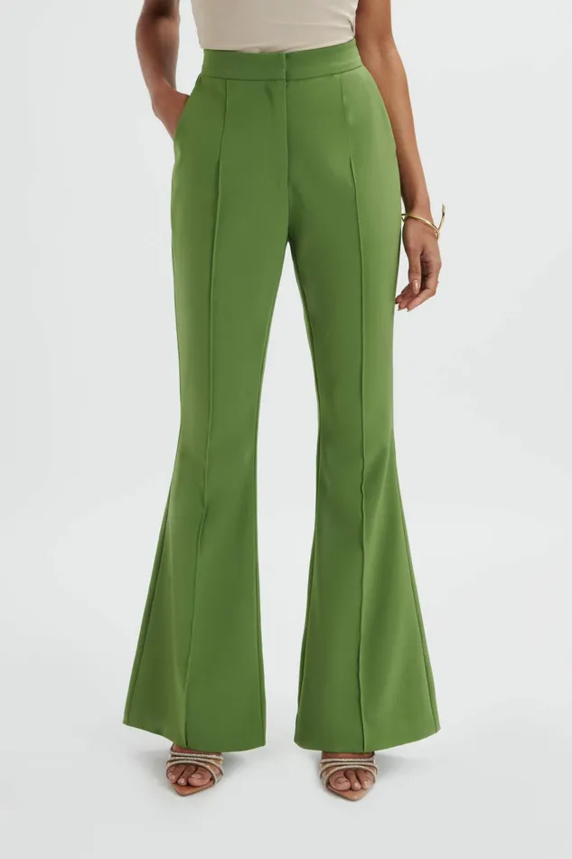 Women Suiting Lavish Alice EMELIE Fit and Flare Tailored Trouser In Green Green