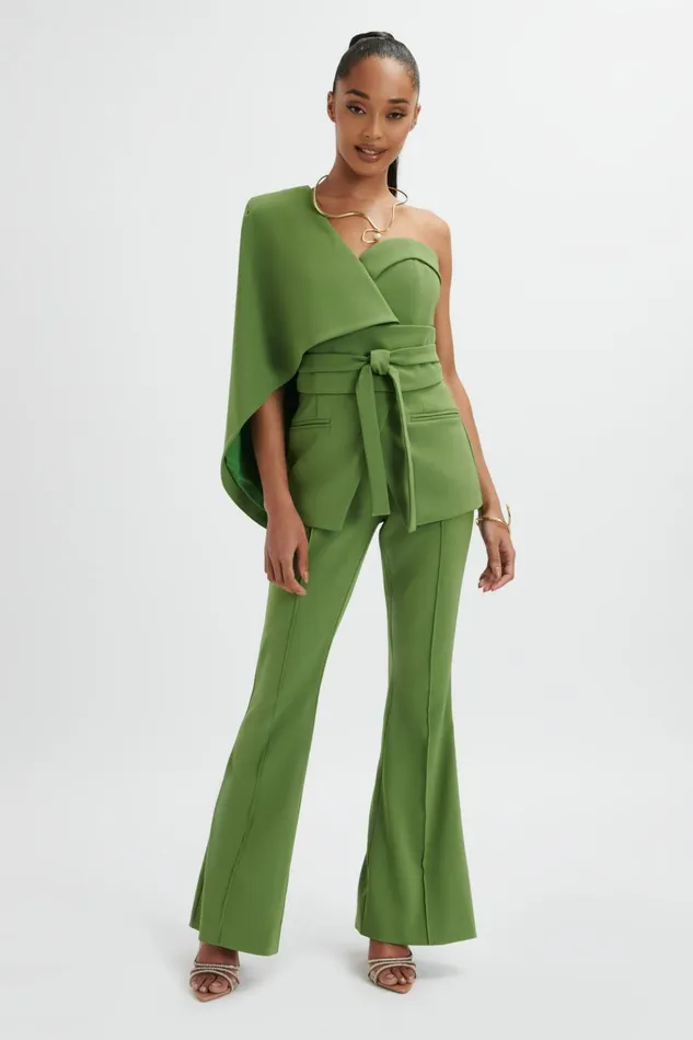 Women Suiting Lavish Alice EMELIE Fit and Flare Tailored Trouser In Green Green