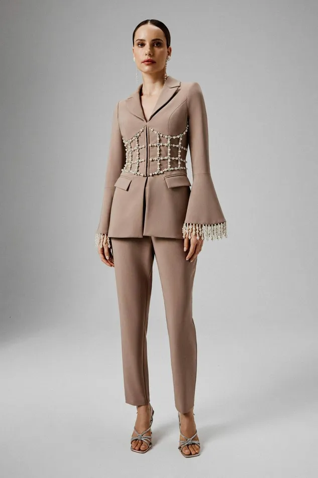 Women Suiting Lavish Alice JAYDE Tailored Trouser In Mushroom Mushroom