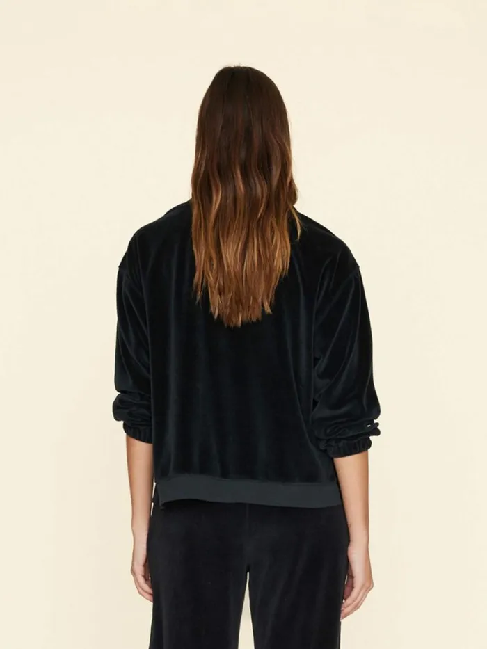 Women Sweats and Tees Xirena Black Oliver Velour Sweatshirt