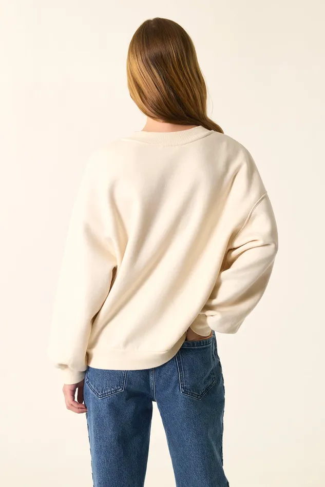 Women Sweatshirt Joeme Creme Sweat Coton Blanc Crme Des Petits Hauts TShirts and Sweatshirts