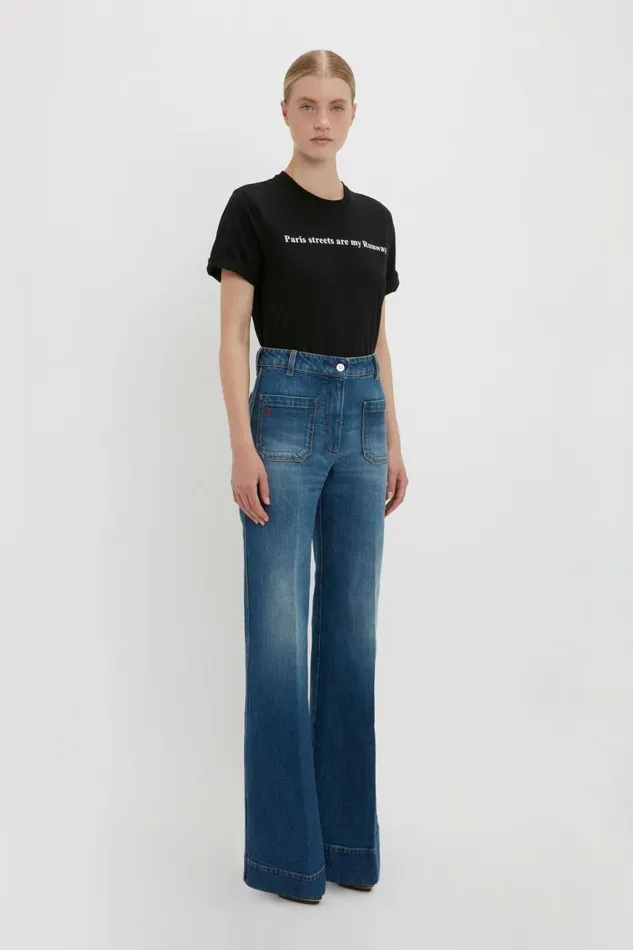 Women TShirts and Sweatshirts Victoria Beckham PARIS STREETS ARE MY RUNWAY Tshirt In Black