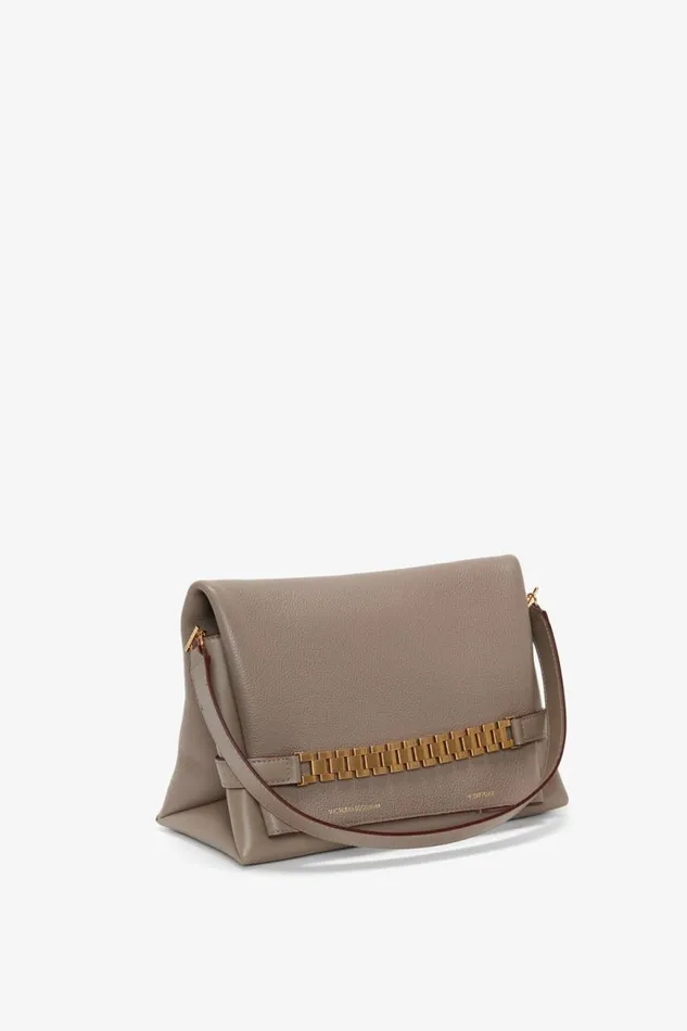 Women Tailoring Victoria Beckham Chain Pouch With Strap In Taupe Grained Calf