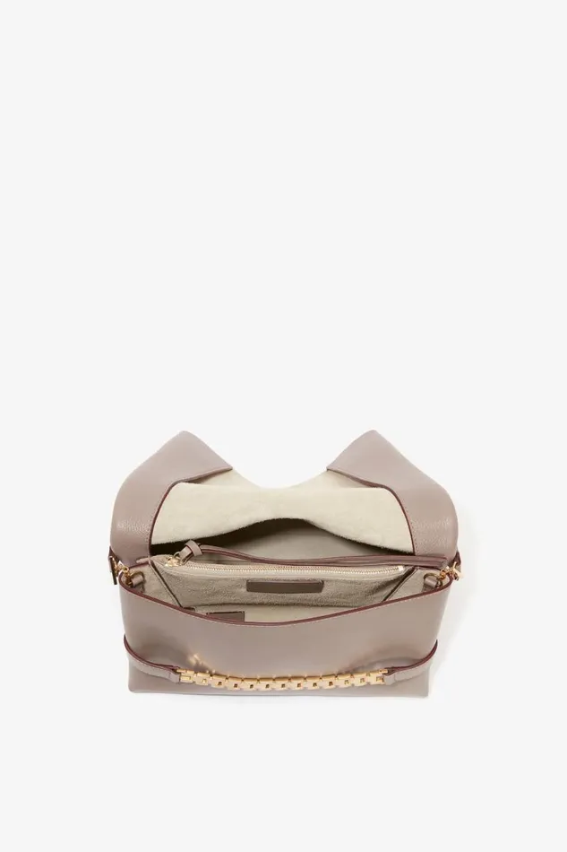Women Tailoring Victoria Beckham Chain Pouch With Strap In Taupe Grained Calf