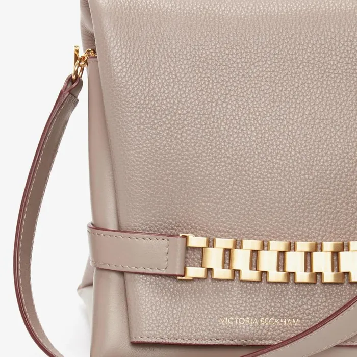 Women Tailoring Victoria Beckham Chain Pouch With Strap In Taupe Grained Calf