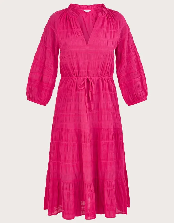 Women Textured Tiered Smock Dress Pink Monsoon Dresses