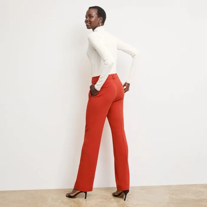 Women The Axam Layering Turtleneck 8211 Contrast Organic Ribbed Pima Cotton IvoryRed TShirts M M LaFleur