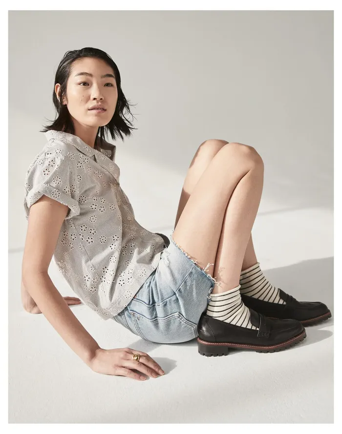Women The Corinne Lugsole Loafer True Black Madewell Flats Women The Corinne Lugsole Loafer True Black Madewell Flats