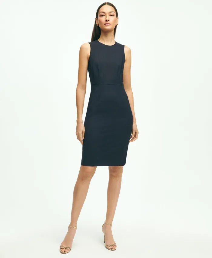 Women The Essential Brooks Brothers Stretch Wool Sheath Dress Navy Brooks Brothers Dresses