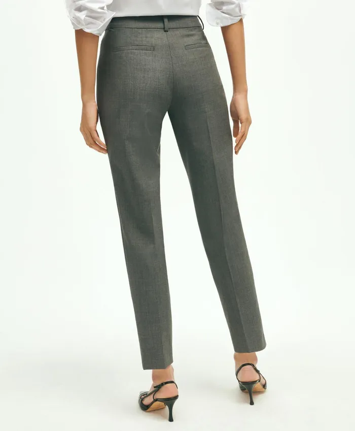 Women The Essential Brooks Brothers Stretch Wool Slim Crop Pants Dark Grey Brooks Brothers Pants and Skirts