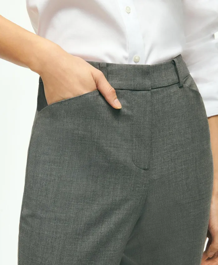 Women The Essential Brooks Brothers Stretch Wool Slim Crop Pants Dark Grey Brooks Brothers Pants and Skirts
