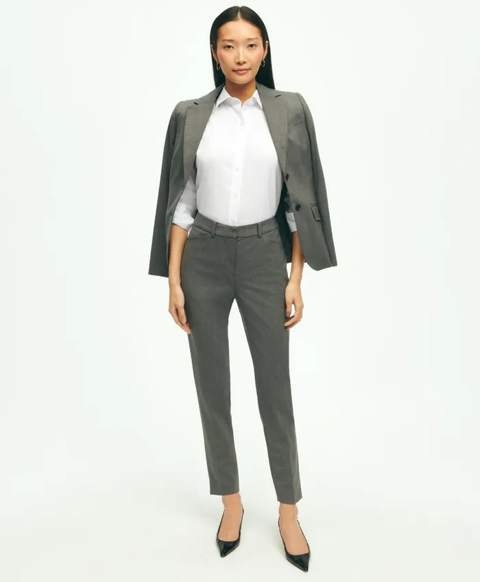 Women The Essential Brooks Brothers Stretch Wool Slim Crop Pants Dark Grey Brooks Brothers Pants and Skirts