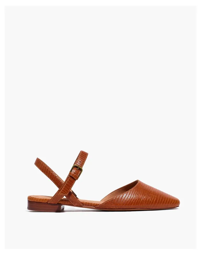 Women The Jeanne Slingback Flat In Lizard Embossed Leather Warm Nutmeg Madewell Flats Women The Jeanne Slingback Flat In Lizard Embossed Leather Warm Nutmeg Madewell Flats