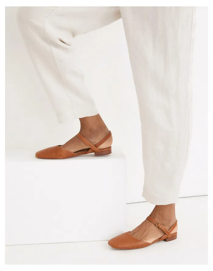 Women The Jeanne Slingback Flat In Lizard Embossed Leather Warm Nutmeg Madewell Flats Women The Jeanne Slingback Flat In Lizard Embossed Leather Warm Nutmeg Madewell Flats
