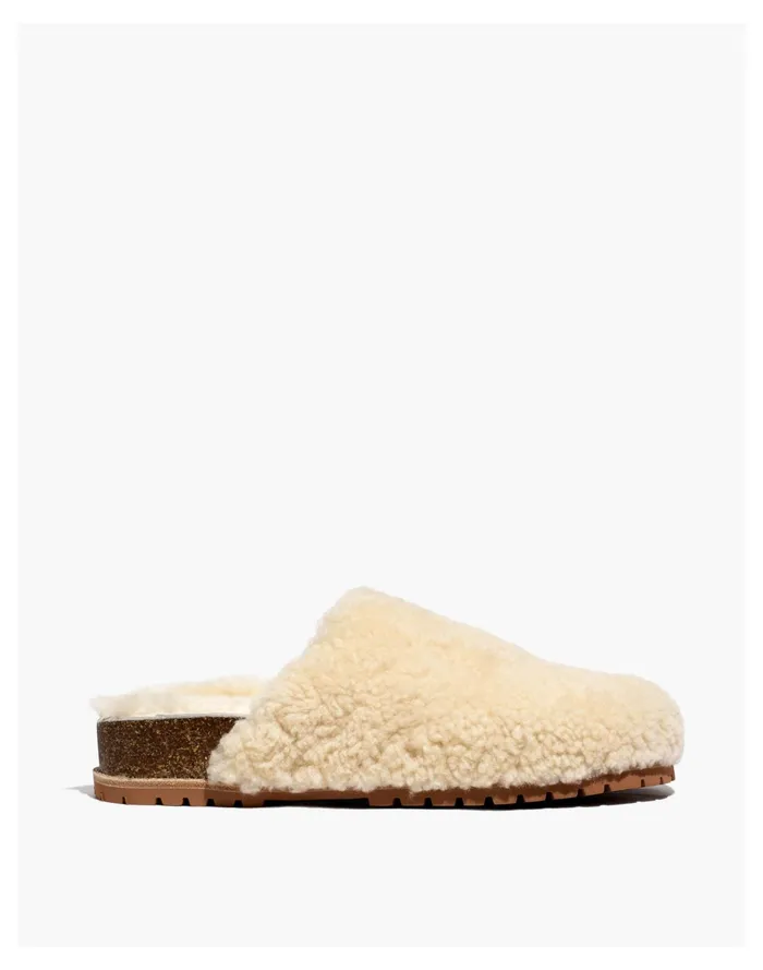 Women The Layne Clog Mule In Shearling Bone Madewell Flats Women The Layne Clog Mule In Shearling Bone Madewell Flats