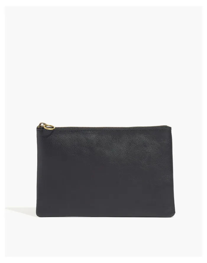Women The Leather Pouch Clutch True Black Madewell Pouches and Wallets