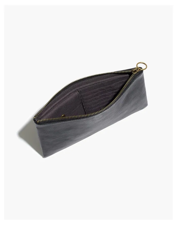 Women The Leather Pouch Clutch True Black Madewell Pouches and Wallets Women The Leather Pouch Clutch True Black Madewell Pouches and Wallets