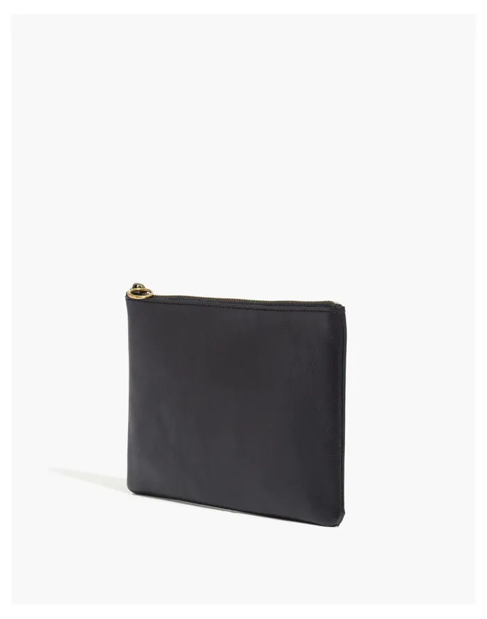 Women The Leather Pouch Clutch True Black Madewell Pouches and Wallets Women The Leather Pouch Clutch True Black Madewell Pouches and Wallets