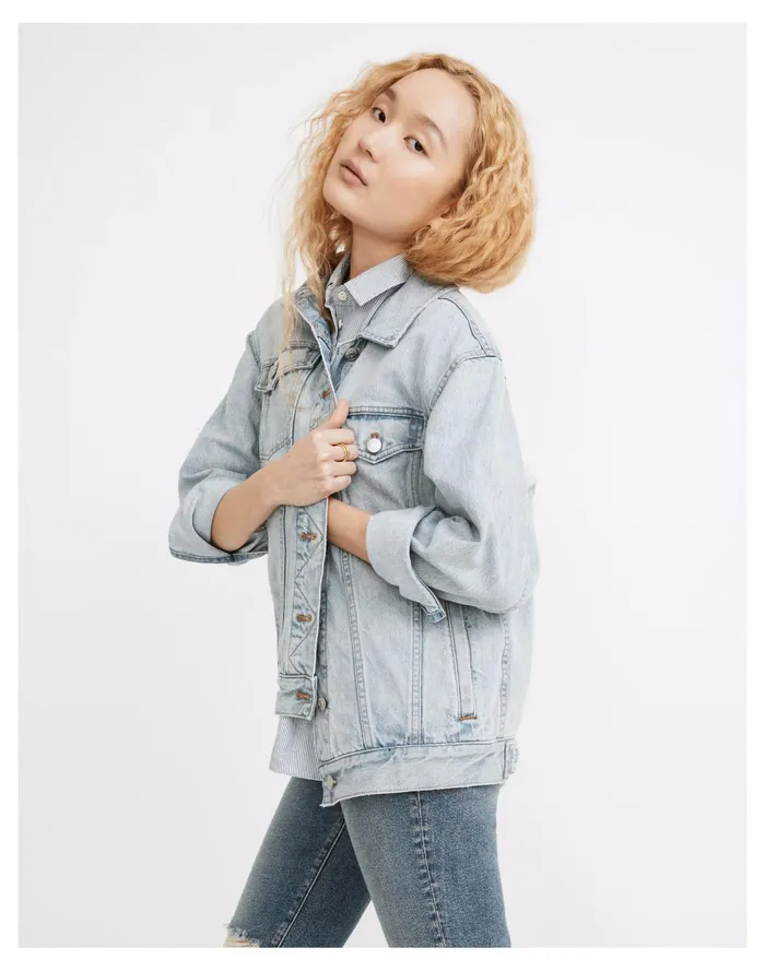 Women The Oversized Trucker Jean Jacket In Fitzgerald Wash Fitzgerald Wash Madewell Jackets