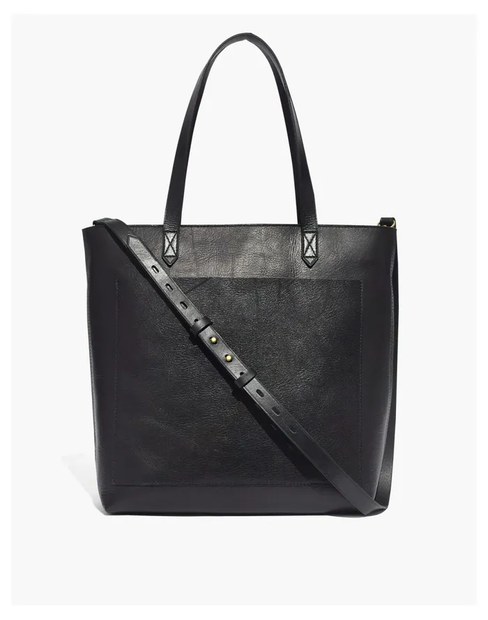 Women The Zip Top Medium Transport Tote True Black Madewell Bag Straps