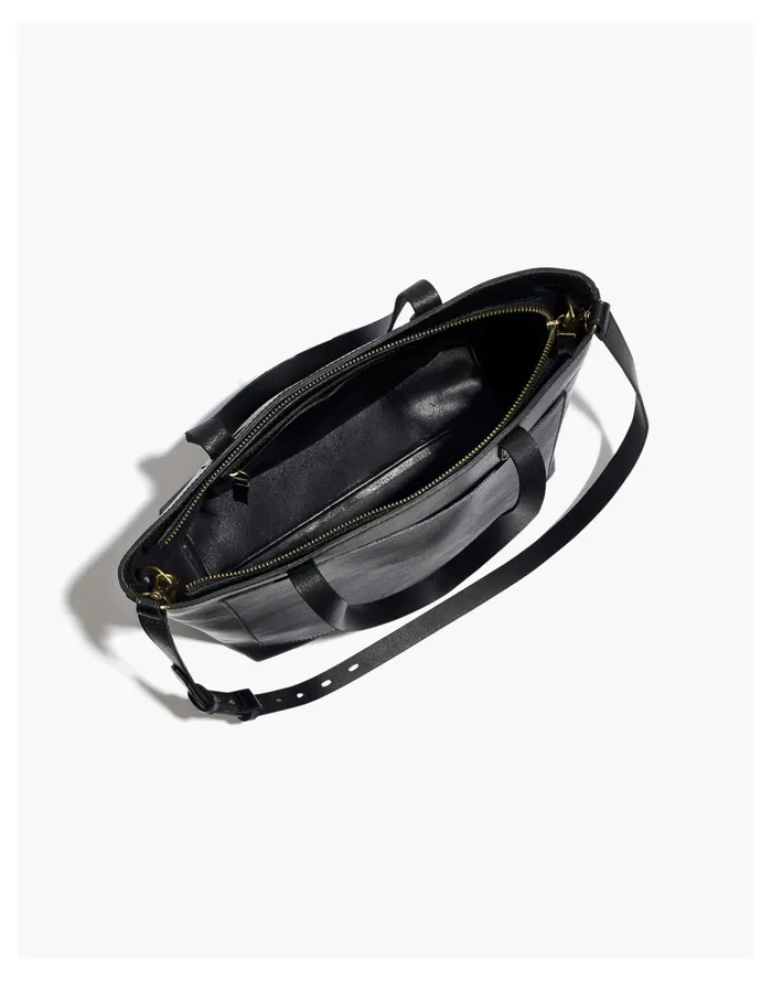Women The Zip Top Medium Transport Tote True Black Madewell Bag Straps Women The Zip Top Medium Transport Tote True Black Madewell Bag Straps