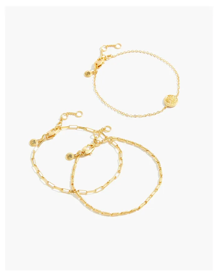 Women Three Piece Solar Bracelet Set Vintage Gold Madewell Bracelets