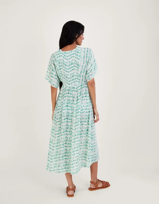 Women Tie Dye Print Shirred Bodice Kaftan Dress Blue Monsoon Dresses